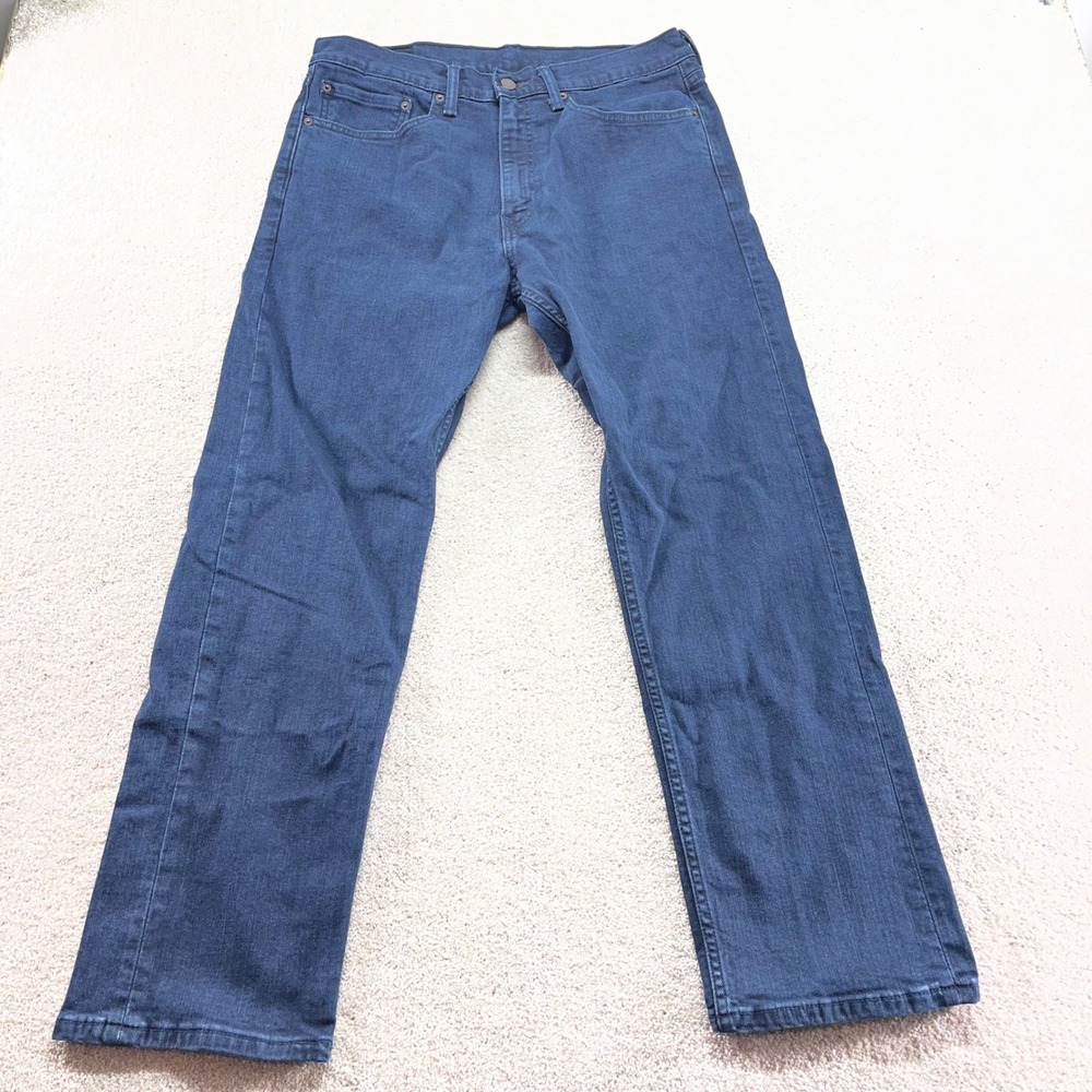 Levi's 505 Straight Fit Jeans Mens W34 L30 Dark‎ Wash Blue Stretch Denim